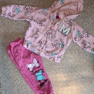 Girls Minnie Mouse Pink Hoodie and Pants Set